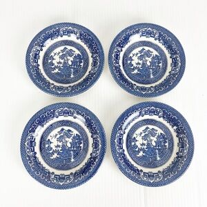 Set of 4 Blue Willow Ironstone England China Saucer Plate 5.5 Inch